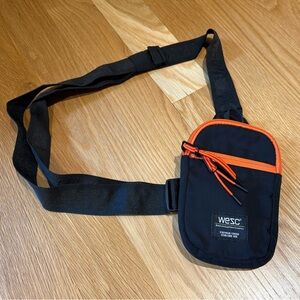 WeSC Black and Orange Cross Body Bag